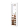 Pemberly Row Wall/Door Mounted LED Lights Mirrored Jewelry Cabinet in White
