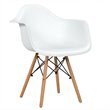 Pemberly Row Beech Wood & Metal Molded Dining Arm Side Chair in White (Set of 2)