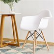 Pemberly Row Beech Wood & Metal Molded Dining Arm Side Chair in White (Set of 2)