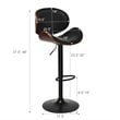 Pemberly Row Metal Swivel Barstools w/ Leather Curved Back in Black (Set of 2)