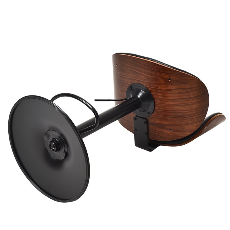 Pemberly Row Metal Swivel Barstools w/ Leather Curved Back in Black (Set of 2)