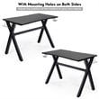 Pemberly Row Contemporary MDF and Steel Computer Desk with Cup Holder in Black