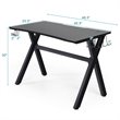 Pemberly Row Contemporary MDF and Steel Computer Desk with Cup Holder in Black