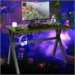 Pemberly Row Contemporary MDF and Steel Computer Desk with Cup Holder in Black