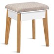 Pemberly Row Contemporary MDF and Wood Makeup Vanity Set in White and Natural