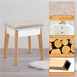 Pemberly Row Contemporary MDF and Wood Makeup Vanity Set in White and Natural