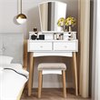 Pemberly Row MDF and Pine Wood Vanity Table Set with Cushioned Stool in White