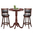 Pemberly Row 3-Pc MDF Pub Set w/ Round Bar Height Table & 2 Bar Stools in Brown