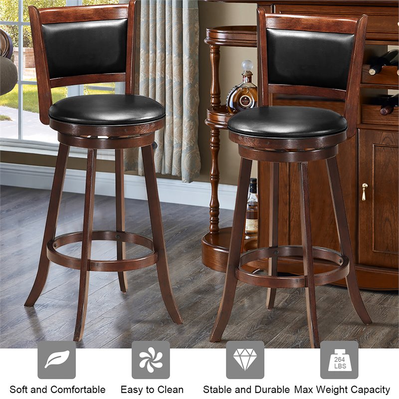Pemberly Row 3-Pc MDF Pub Set w/ Round Bar Height Table & 2 Bar Stools in Brown