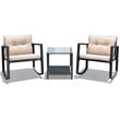Pemberly Row 3-piece Patio Conversation Set with Cushioned Sofa in Beige