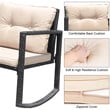 Pemberly Row 3-piece Patio Conversation Set with Cushioned Sofa in Beige