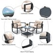 Pemberly Row 3-piece Patio Conversation Set with Cushioned Sofa in Beige