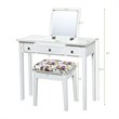 Pemberly Row MDF and Wood Vanity Dressing Table Set with 7 Compartments in White