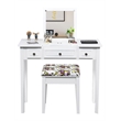 Pemberly Row MDF and Wood Vanity Dressing Table Set with 7 Compartments in White