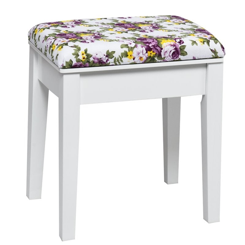 Pemberly Row MDF and Wood Vanity Dressing Table Set with 7 Compartments in White