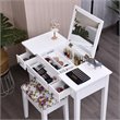 Pemberly Row MDF and Wood Vanity Dressing Table Set with 7 Compartments in White