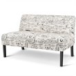 Pemberly Row Contemporary Wood and Sponge Armless Loveseat Sofa in Beige/Black