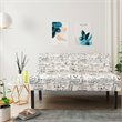 Pemberly Row Contemporary Wood and Sponge Armless Loveseat Sofa in Beige/Black