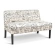 Pemberly Row Contemporary Wood and Sponge Armless Loveseat Sofa in Beige/Black