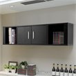 Pemberly Row Particle Board Wall Mounted Floating Hutch with 2 Doors in Black