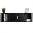 Pemberly Row Particle Board Wall Mounted Floating Hutch with 2 Doors in Black