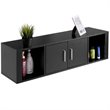 Pemberly Row Particle Board Wall Mounted Floating Hutch with 2 Doors in Black