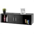 Pemberly Row Particle Board Wall Mounted Floating Hutch with 2 Doors in Black