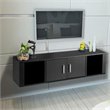 Pemberly Row Particle Board Wall Mounted Floating Hutch with 2 Doors in Black