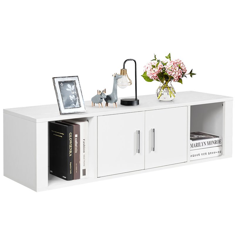 Pemberly Row Chipboard Wall Mounted Floating Hutch with 2 Doors in White