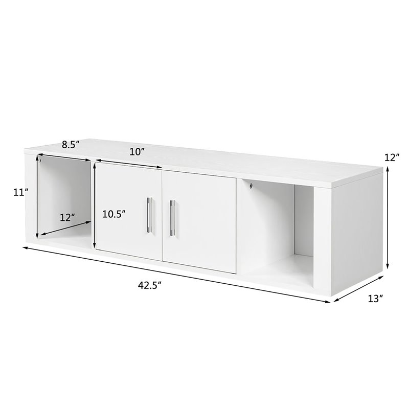 Pemberly Row Chipboard Wall Mounted Floating Hutch with 2 Doors in White