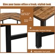 Pemberly Row Iron L-Shaped Corner Computer Desk w/ Adjustable Leg Pads in Brown