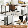 Pemberly Row Iron L-Shaped Corner Computer Desk w/ Adjustable Leg Pads in Brown