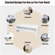 Pemberly Row 3-piece MDF Stackable Shoe Rack with 2-tier Storage Shelf in White