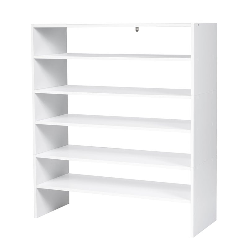 Pemberly Row 3-piece MDF Stackable Shoe Rack with 2-tier Storage Shelf in White