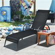 Pemberly Row Steel & Fabric Patio Lounge Chair with Adjustable Backrest in Black