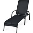 Pemberly Row Steel & Fabric Patio Lounge Chair with Adjustable Backrest in Black