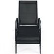 Pemberly Row Steel & Fabric Patio Lounge Chair with Adjustable Backrest in Black