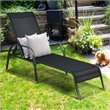Pemberly Row Steel & Fabric Patio Lounge Chair with Adjustable Backrest in Black
