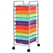Pemberly Row 10-drawer Steel and Plastic Rolling Storage Cart in Multi-Color