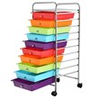 Pemberly Row 10-drawer Steel and Plastic Rolling Storage Cart in Multi-Color