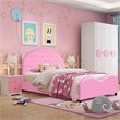 Pemberly Row Plywood PU Upholstered Platform Kids Princess Toddler Bed in Pink