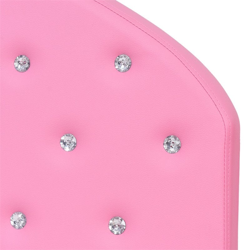 Pemberly Row Plywood PU Upholstered Platform Kids Princess Toddler Bed in Pink