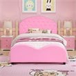 Pemberly Row Plywood PU Upholstered Platform Kids Princess Toddler Bed in Pink