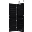 Pemberly Row Wall/Door Mounted Full-length Mirror Jewelry Cabinet in Black