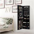Pemberly Row Wall/Door Mounted Full-length Mirror Jewelry Cabinet in Black