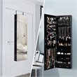 Pemberly Row Wall/Door Mounted Full-length Mirror Jewelry Cabinet in Black
