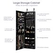 Pemberly Row Wall/Door Mounted Full-length Mirror Jewelry Cabinet in Black