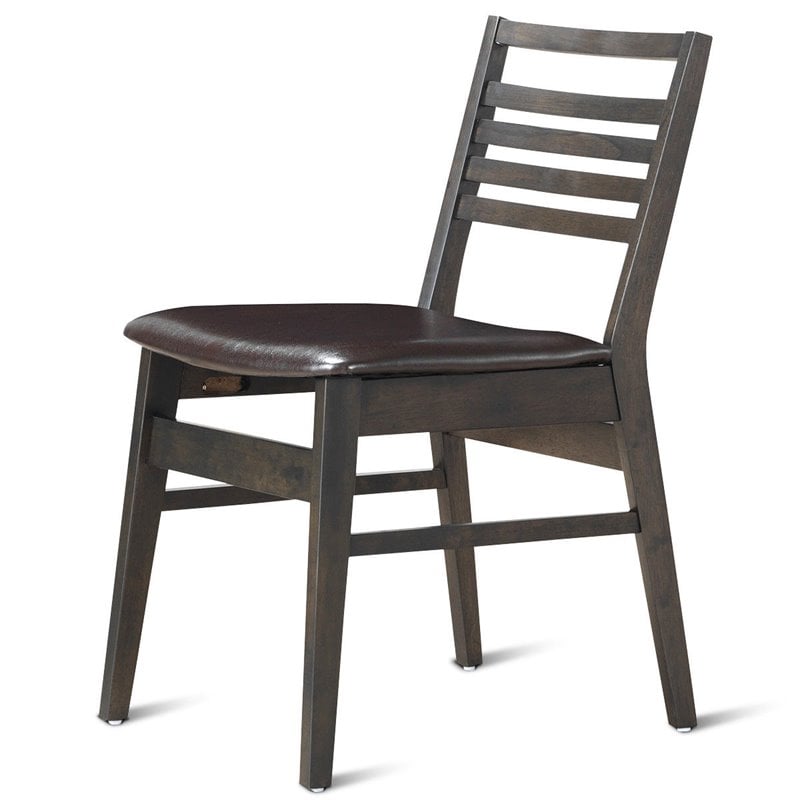 Pemberly Row PU & Wood Armless Dining Side Chairs in Brown (Set of 2)
