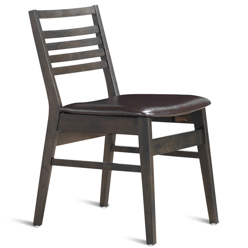 Pemberly Row PU & Wood Armless Dining Side Chairs in Brown (Set of 2)