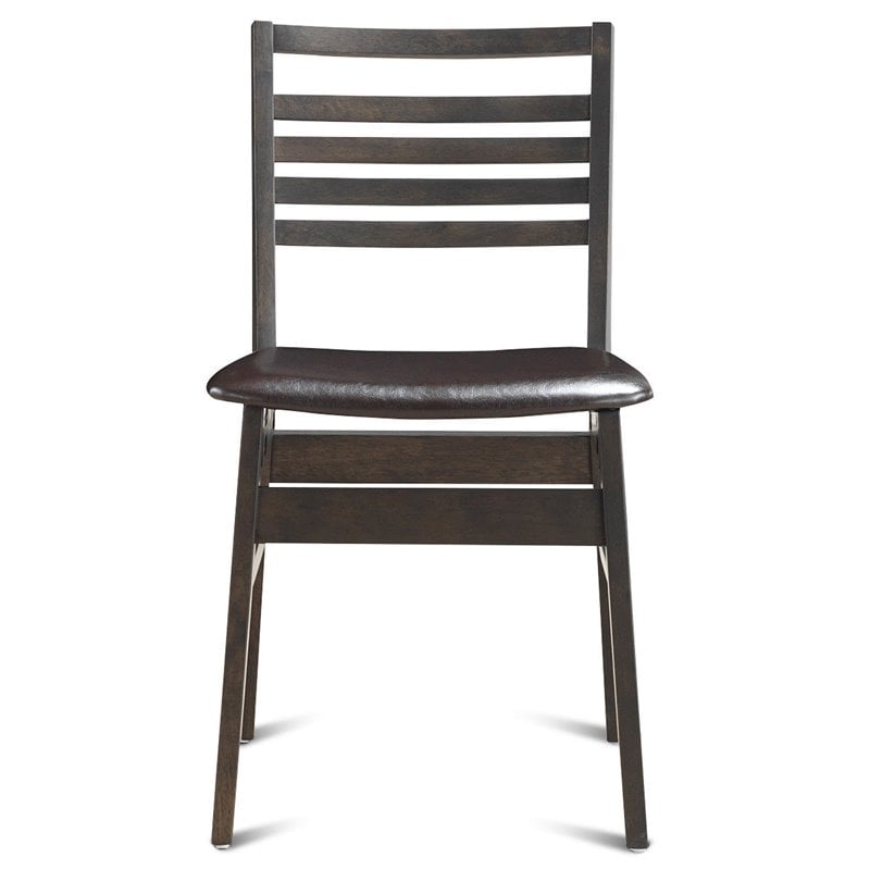 Pemberly Row PU & Wood Armless Dining Side Chairs in Brown (Set of 2)